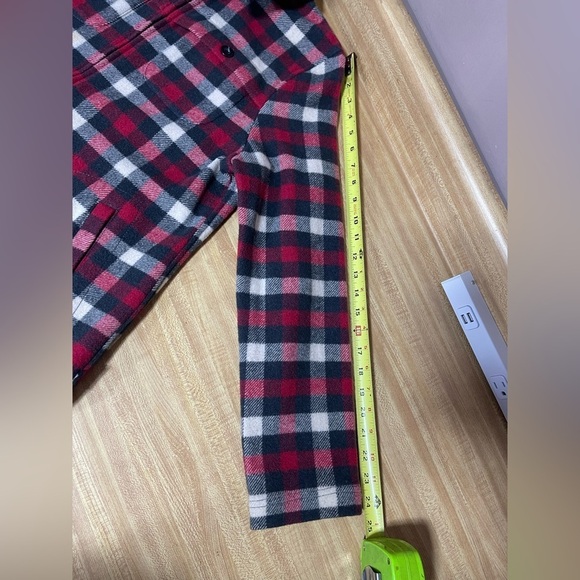 Woolrich red multi plaid wool blend zipper shirt jacket shacket women’s size M - Picture 16 of 17